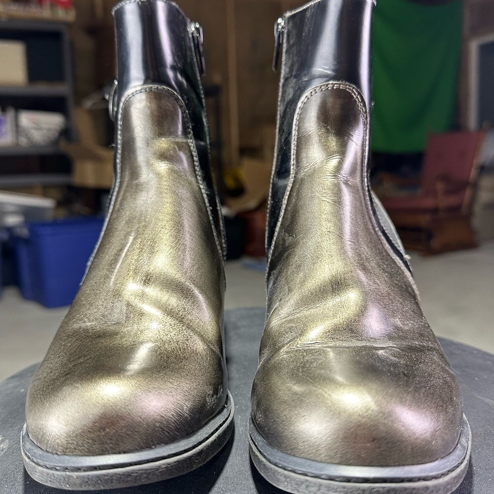 Dromedaris Promod Metallic Black Ankle Boots with Buckle Detail Size 8.5 (39) - Picture 5 of 9